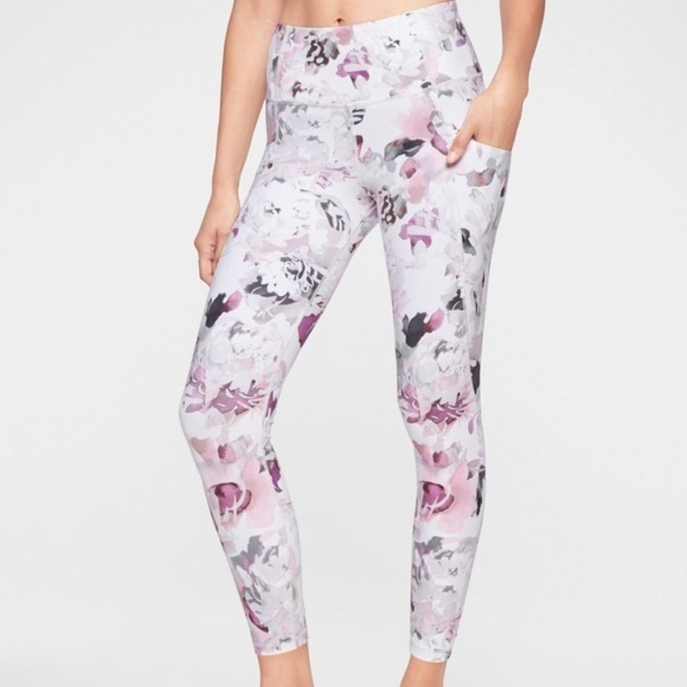 Athleta | Stash Pocket Salutation Peony Leggings L